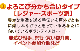 3.よろこび分かち合いタイプ[レジャー・スポーツ派]